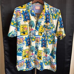 Scotch & Soda Men's Tropical Print Shirt - Blue, Yellow, Pink